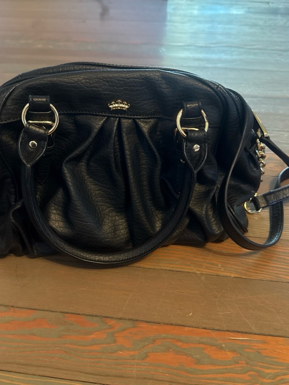 Juicy Couture Black Satchel with Gold Accents
